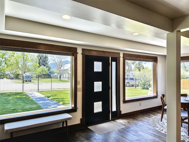 401 Mill St, Sheridan, MT 59749 - entryway with dark wood finished floors and recessed lighting