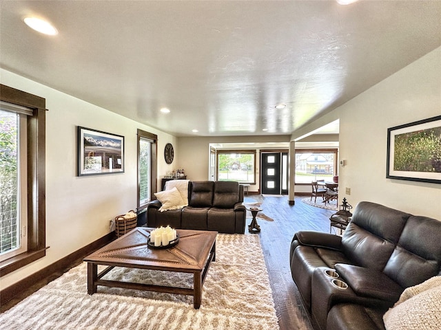401 Mill St, Sheridan, MT 59749 - living area with plenty of natural light, recessed lighting, and wood finished floors