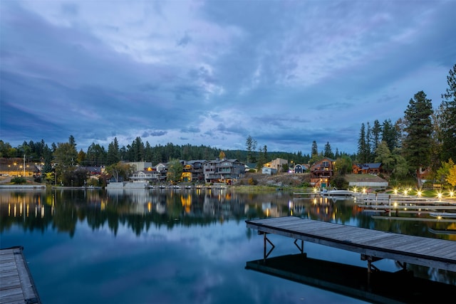 view of dock featuring a water view