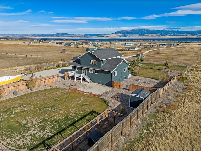 bird's eye view with a mountain view