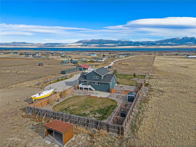 bird's eye view with a mountain view