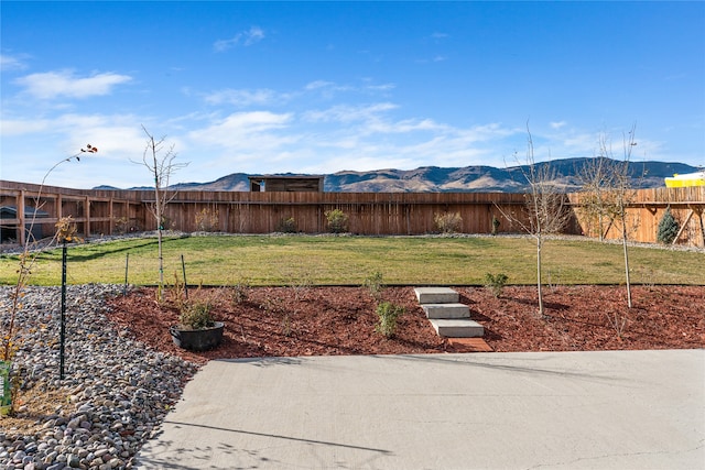 view of yard with a mountain view