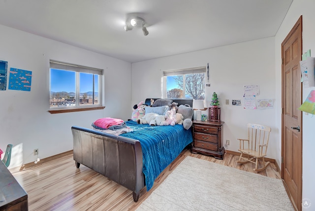 bedroom with light hardwood / wood-style flooring