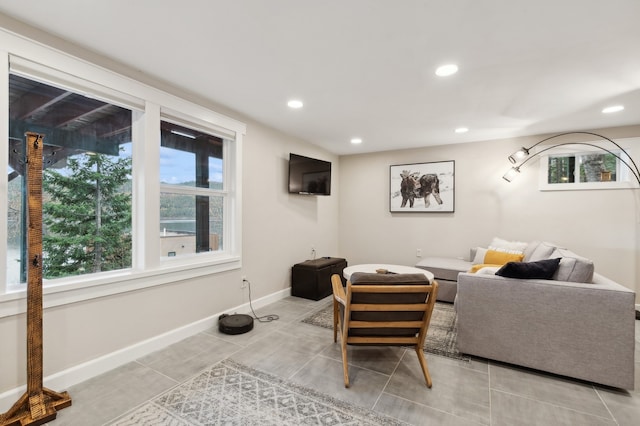 view of tiled living room