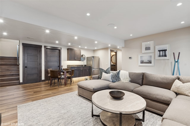 living room with light wood-type flooring