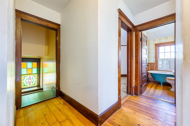 corridor featuring hardwood / wood-style floors