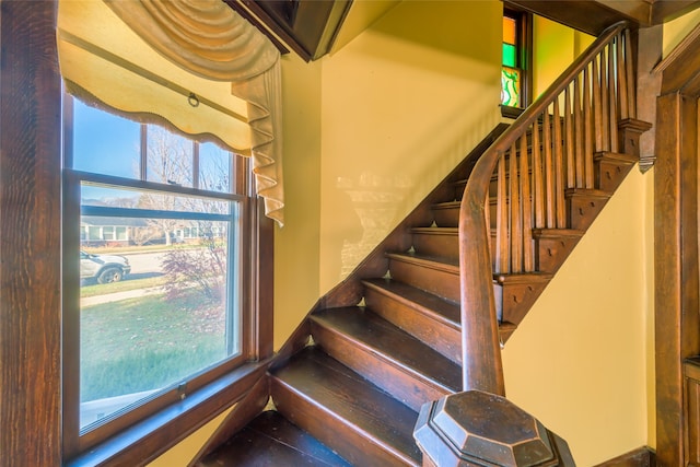 stairway with a wealth of natural light