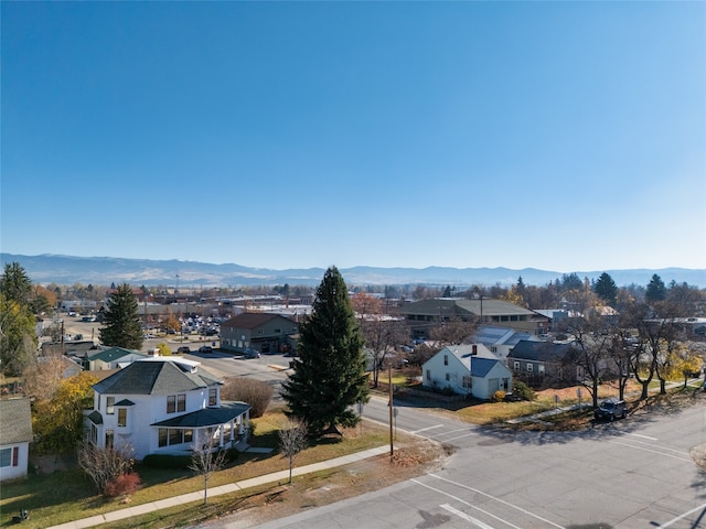 aerial view featuring a mountain view