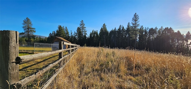 view of yard with a rural view