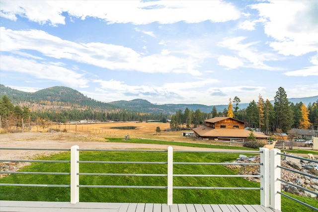 view of mountain feature with a rural view