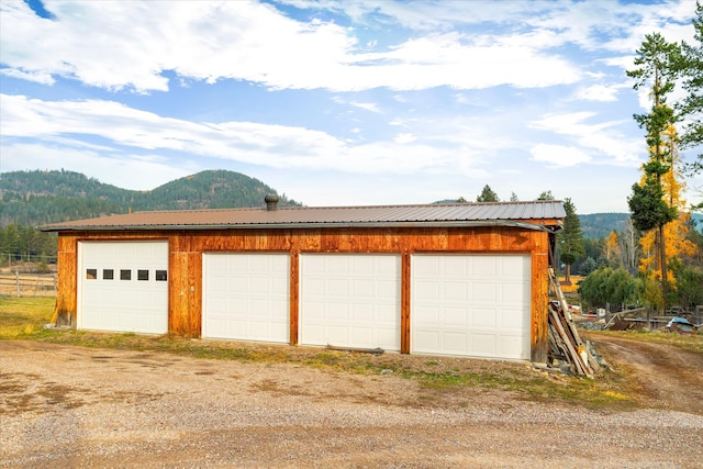 garage with a mountain view