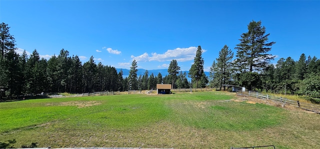 view of yard with a rural view