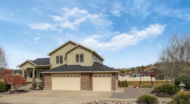 view of front of property featuring a garage