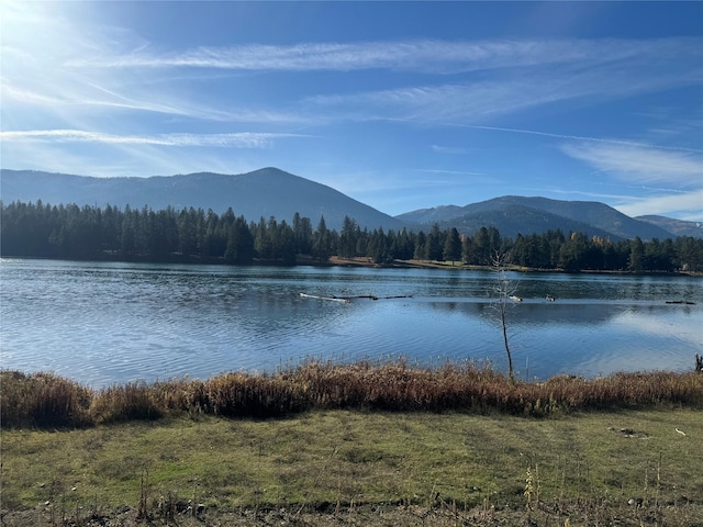 view of water feature with a mountain view