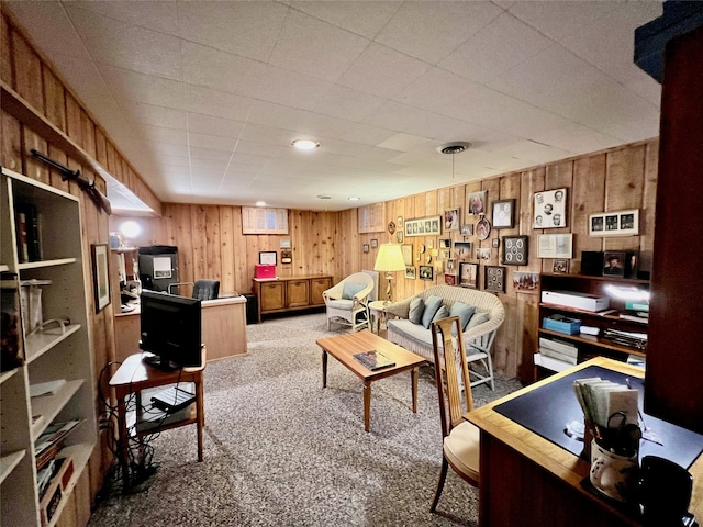 interior space with wood walls