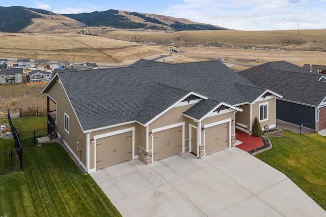 bird's eye view featuring a mountain view