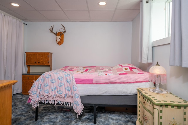 4 Courtier Rd, Thompson Falls, MT 59873 - bedroom with carpet flooring, a paneled ceiling, and recessed lighting
