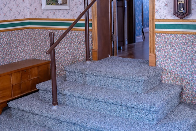 4 Courtier Rd, Thompson Falls, MT 59873 - stairs with wallpapered walls and wainscoting