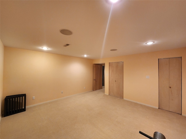 basement with carpet floors