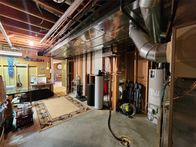 basement with water heater