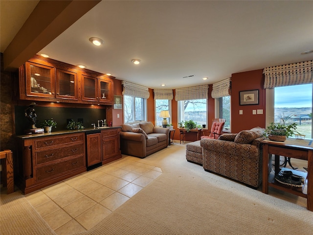 view of tiled living room