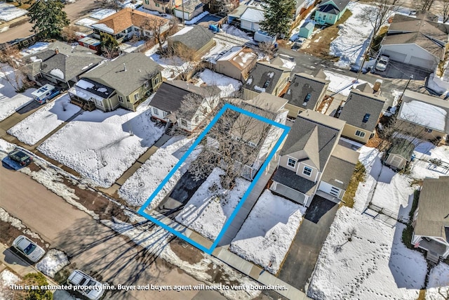 birds eye view of property with a residential view