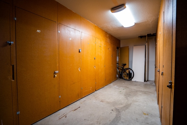 interior space with a textured ceiling