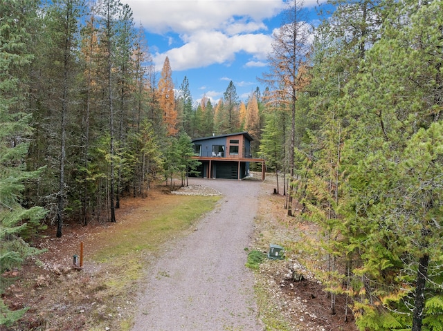 view of front of property featuring a wooden deck