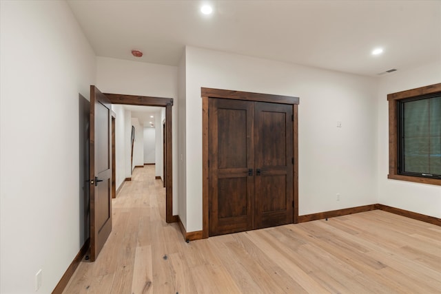 interior space with light hardwood / wood-style floors