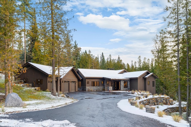 view of front of property with a garage