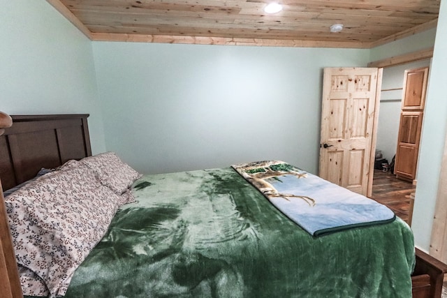 bedroom with wood ceiling