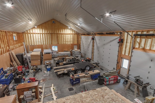 misc room with vaulted ceiling