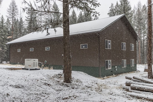 view of snow covered property