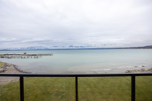 view of water feature featuring a beach view