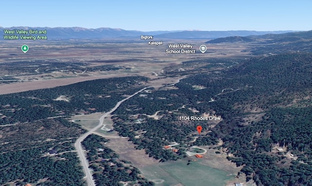 aerial view with a mountain view