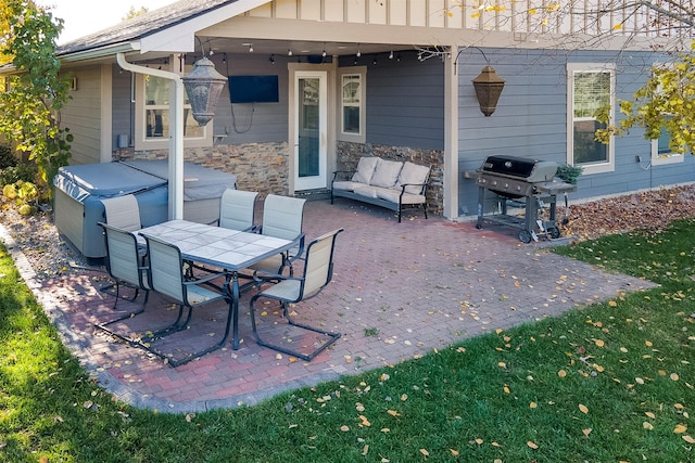 126 Moes Run, Kalispell, MT 59901 - view of patio / terrace featuring grilling area, an outdoor living space, and outdoor dining area