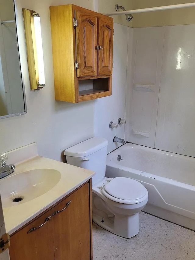 full bathroom with vanity, toilet, and shower / washtub combination