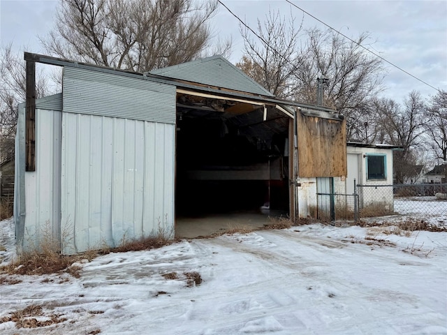 view of snow covered structure