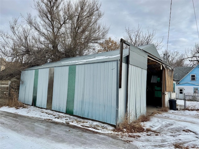 view of snow covered structure