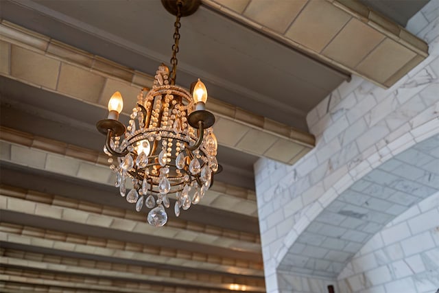 details featuring a chandelier