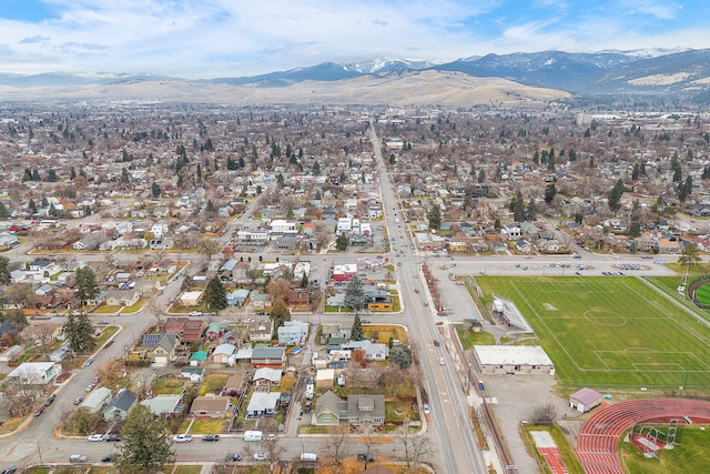 drone / aerial view with a mountain view