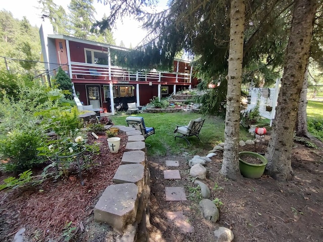 view of yard with a deck