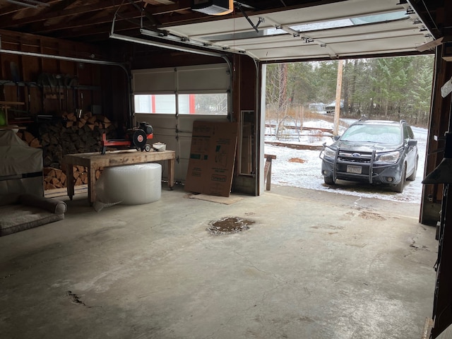 garage with a garage door opener