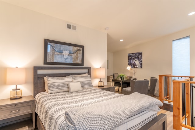 bedroom with light hardwood / wood-style flooring