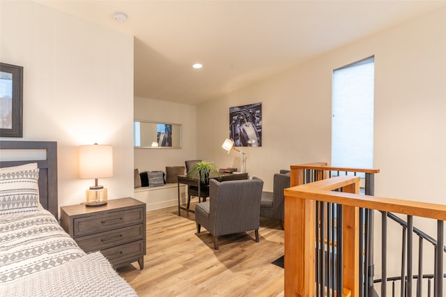 bedroom with light wood-type flooring