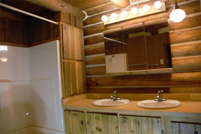 bathroom featuring vanity and wood ceiling