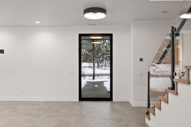 1027 State Park Rd, Whitefish, MT 59937 - entryway with finished concrete floors and stairway
