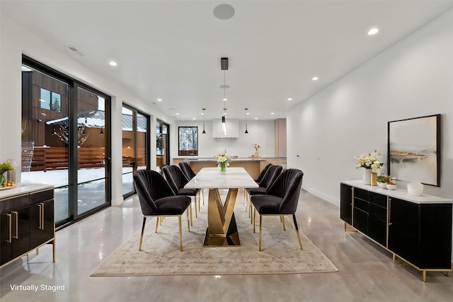 1027 State Park Rd, Whitefish, MT 59937 - dining area with finished concrete flooring and recessed lighting