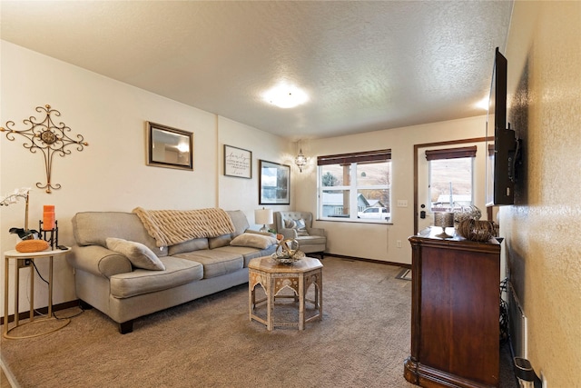 1825 Scott St Unit B, Missoula, MT 59802 - living room featuring carpet flooring, a textured ceiling, and baseboards