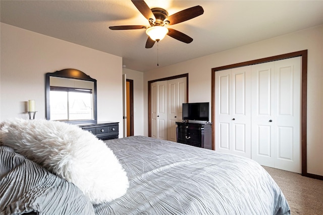 1825 Scott St Unit B, Missoula, MT 59802 - bedroom featuring carpet flooring, multiple closets, and ceiling fan